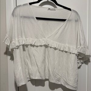 Zara Cream Ruffle Detail Blouse